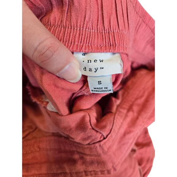 a new day brick orange linen pants with pockets, size small - Picture 4 of 5
